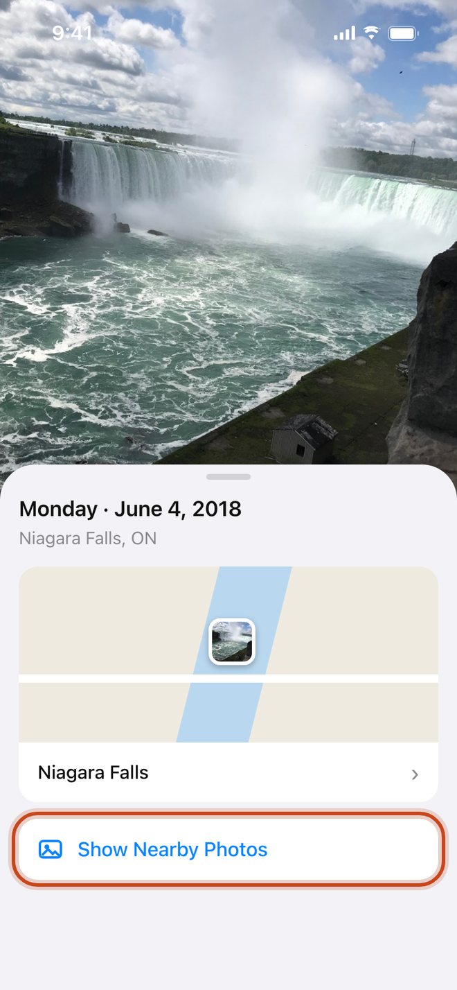 Illustration: Show Nearby Photos in a photo's info panel
