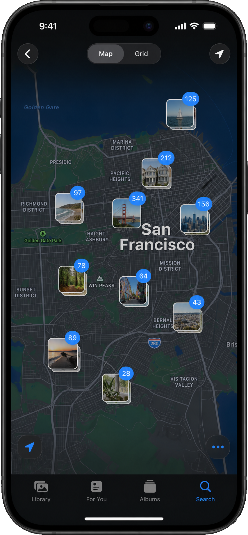 Map clusters of photos